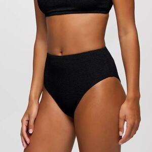 Prana Lahari Scrunch High Rise Swim Bottom Women's XS Black Cheeky Bikini Brief